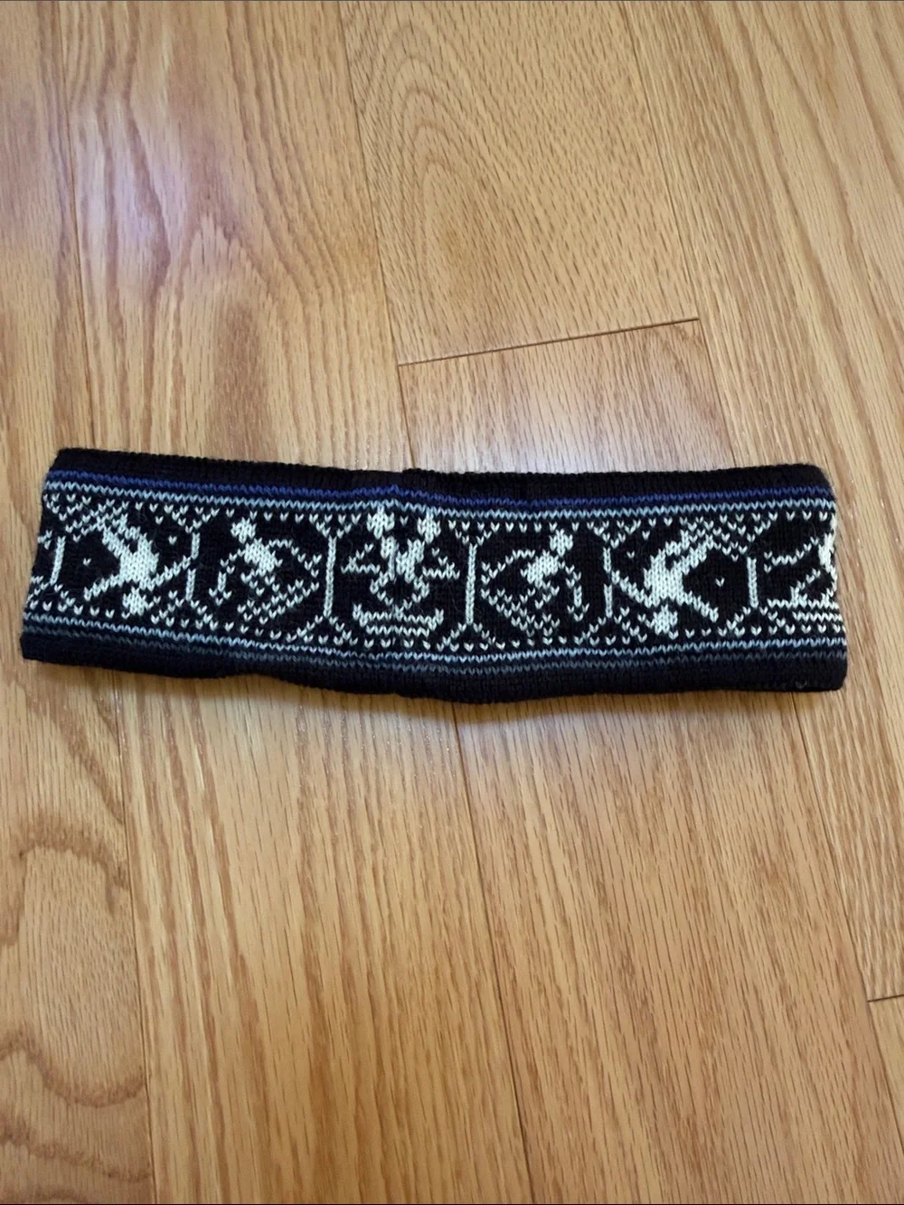 Dale of Norway nordic pattern wool headband with US Ski team logo .